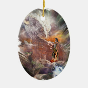 Ornamento De Cerâmica Vinheta indiana americana da noite de casamento