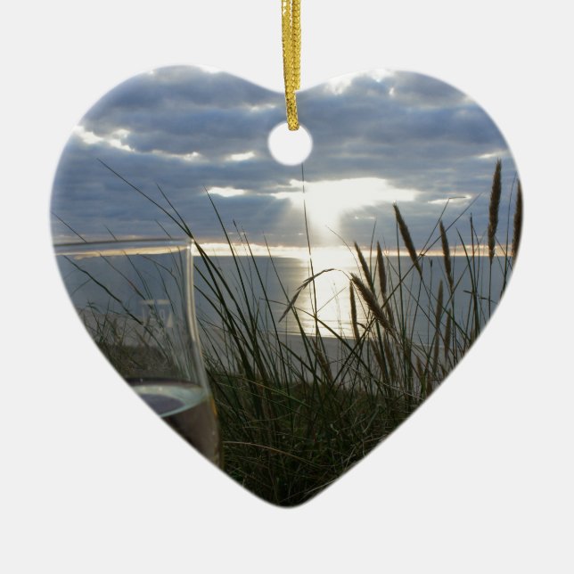 Ornamento De Cerâmica Vinho à praia (Frente)