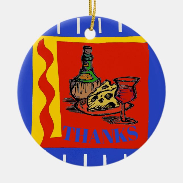 Ornamento De Cerâmica Vinho, adicionar, editar texto (Frente)