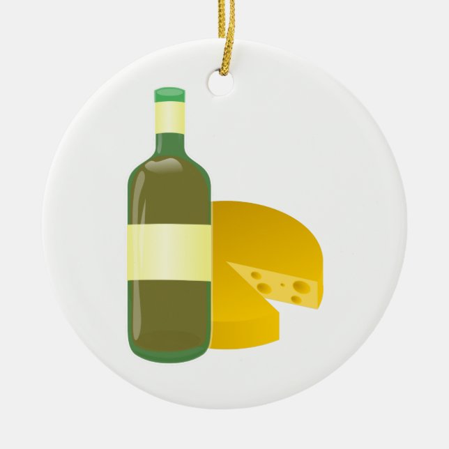 Ornamento De Cerâmica Vinho e queijo (Frente)