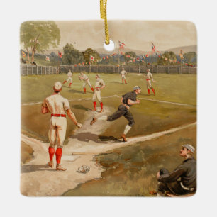 Ornamento De Cerâmica Vintage 1800s Jogos de Baseball no Natal