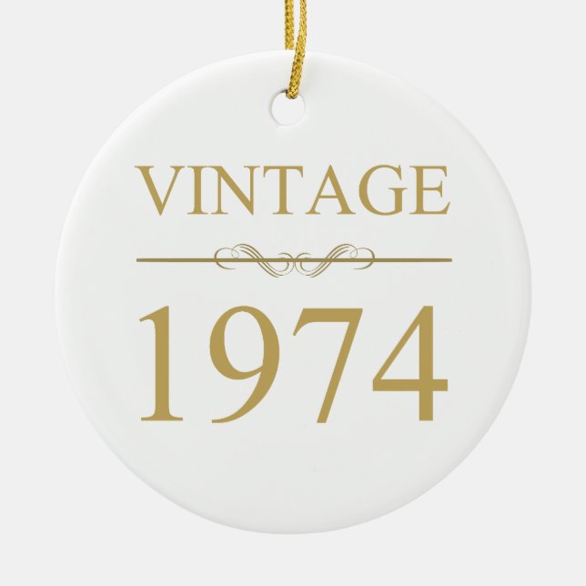 Ornamento De Cerâmica Vintage 1974 50th Birthday (Frente)