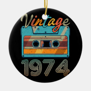 Ornamento De Cerâmica Vintage 1974 Cassette Tape Retro 49th Birthday 49