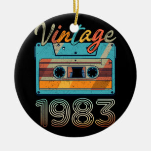 Ornamento De Cerâmica Vintage 1983 Cassette Tape Retro aniversário de 40