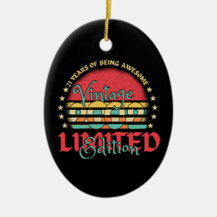 Ornamento De Cerâmica Vintage 2002 Limited Edition 21 anos de idade 21 r