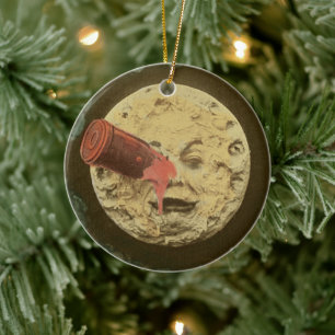 Ornamento De Cerâmica Vintage A Trip to Moon Silent Movie