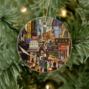 Ornamento De Cerâmica Vintage Airline Hong Kong China Viagem