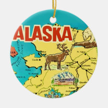 Vintage Alaska Map Postcard