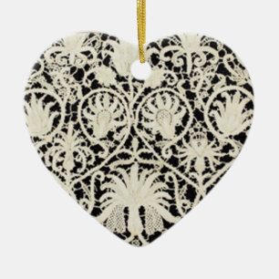 Ornamento De Cerâmica Vintage Antique Lace e Linen