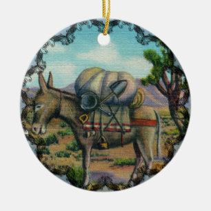 Ornamento De Cerâmica Vintage Arizona Desert e Donkey Ornament