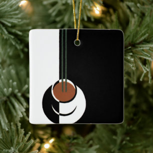 Ornamento De Cerâmica Vintage Art Deco, Copo de Café com Vapor