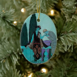 Ornamento De Cerâmica Vintage Art Deco La Villa d'Este por George Barbie<br><div class="desc">Ilustração Vintage,  amor e arte romântica imagem deco com um homem beijando a mão de uma mulher na varanda de la villa d'Este pelo artista George Barbier,  1922. Recém-casados na lua de mel em uma propriedade romântica na Itália.</div>