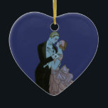 Ornamento De Cerâmica Vintage Art Deco Newlyweds, Love Wedding Dance<br><div class="desc">Fácil de personalizar o favor de casamento ou o presente de aniversário. Criado com um plano de fundo claro para que você possa alterar a cor do plano de fundo para qualquer cor do código hexano, basta clicar no botão "personalizar" para alterar a cor. Imagem romântica de ilustração falsa, mostrando...</div>