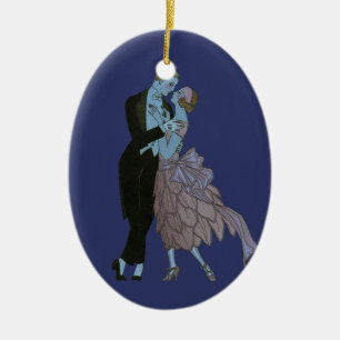Ornamento De Cerâmica Vintage Art Deco Newlyweds, Love Wedding Dance