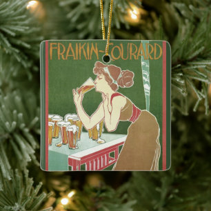 Ornamento De Cerâmica Vintage Art Nouveau Brasserie Fraikin-Courard Beer