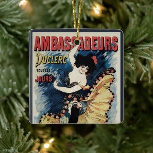 Ornamento De Cerâmica Vintage Art Nouveau, dançarina espanhola do Flame