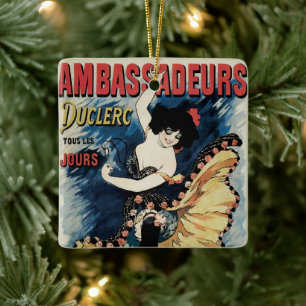 Ornamento De Cerâmica Vintage Art Nouveau, dançarina espanhola do Flamen