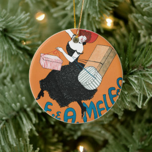 Ornamento De Cerâmica Vintage Art Nouveau, Moda das Mulheres Italianas