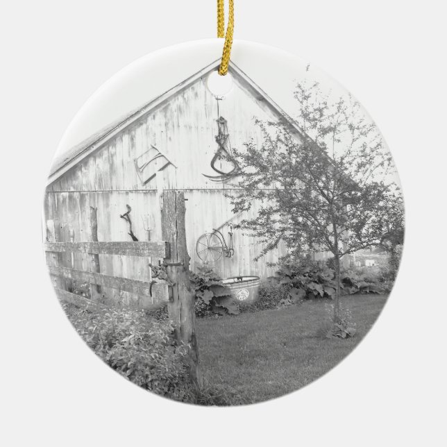 Ornamento De Cerâmica Vintage Barn (Frente)