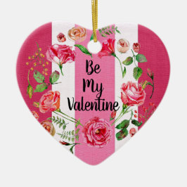 Ornamento De Cerâmica Vintage Be My Namorados Pink White Strike Custom