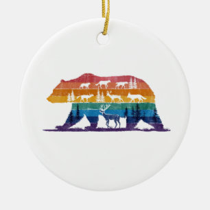 Ornamento De Cerâmica Vintage Bear Vida Selvagem – Silhueta da Floresta