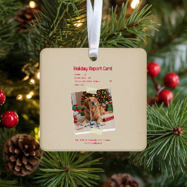 Ornamento De Cerâmica Vintage Beige Cream Dog Photo Christmas Holiday