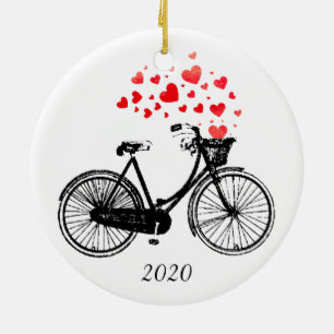 Ornamento De Cerâmica Vintage Bike Love Biking Hearts Diversão Ano Perso
