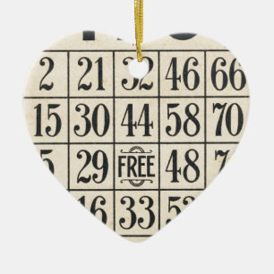 Ornamento De Cerâmica Vintage Bingo Card