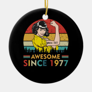 Ornamento De Cerâmica Vintage Birthday 1977