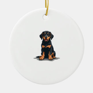 Ornamento De Cerâmica Vintage Black and Tan Dog Back View Illustration P