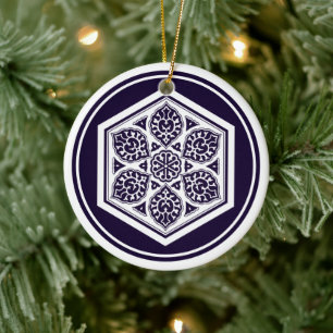 Ornamento De Cerâmica Vintage Blue Turco - Gráfico Geométrico