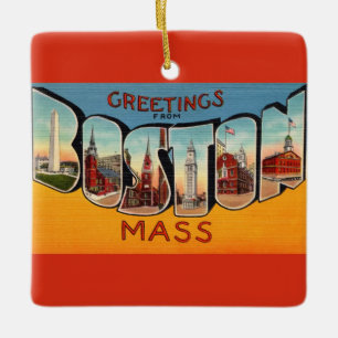 Ornamento De Cerâmica Vintage Boston Saudação