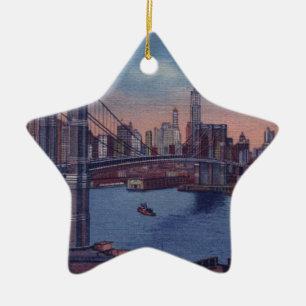 Ornamento De Cerâmica Vintage Brooklyn Bridge