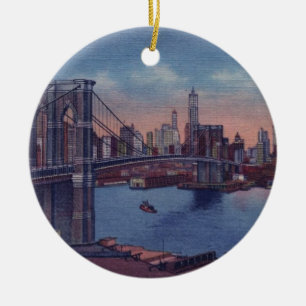 Ornamento De Cerâmica Vintage Brooklyn Bridge