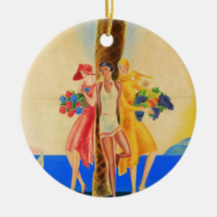 Ornamento De Cerâmica Vintage Cannes Viagem francês