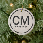 Ornamento De Cerâmica Vintage Cape May New Jersey Beach<br><div class="desc">Estilo Vitoriano Personalizado,  Vintage Vitoriano,  Afastou o Enfeites de natal de praia de Cape May New Jersey. ^</div>