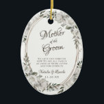 Ornamento De Cerâmica Vintage Cherish à mãe da citação do noivo<br><div class="desc">Rosas e flores pintadas, Douradas, de cor branca-de-cereja-Vintage. Um visual clássico e elegante, e muitas Cinzas, branco marfim, Rosa, rosa poeirento, verde-pinho, folhas de Cinza e folhagem. Com elementos Florais Pintados à Mão, Fontes de Script Clássico Vintage e Quadro de Oval Floral Elegante Dourada Rosa - Mãe do Ornamento de...</div>