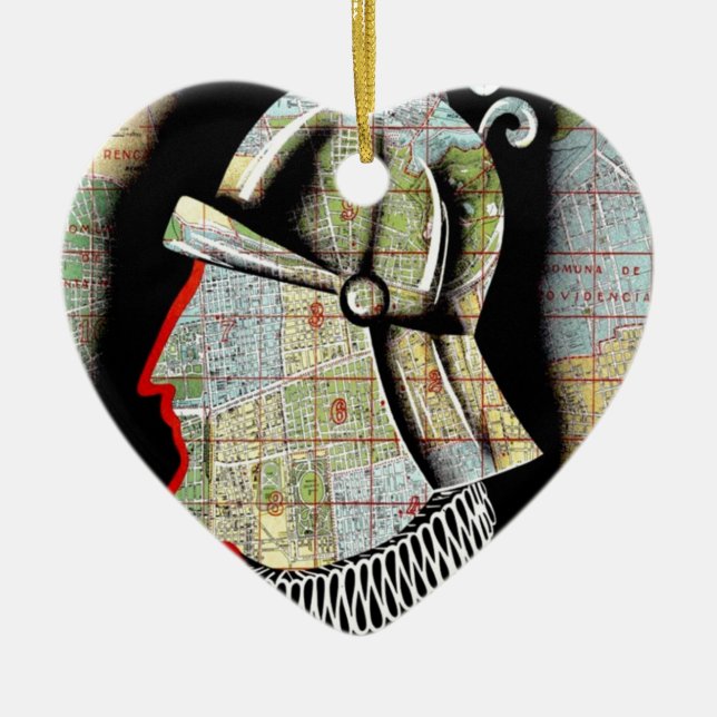 Ornamento De Cerâmica Vintage Chile Santiago Viagem (Frente)