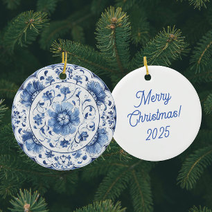 Ornamento De Cerâmica Vintage Chinoiserie Blue White Antiguidades