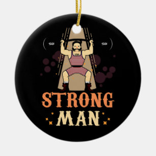 Ornamento De Cerâmica Vintage Circus Strongman Halloween C