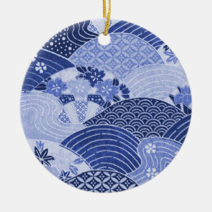 Ornamento De Cerâmica Vintage Colinas e rios japoneses
