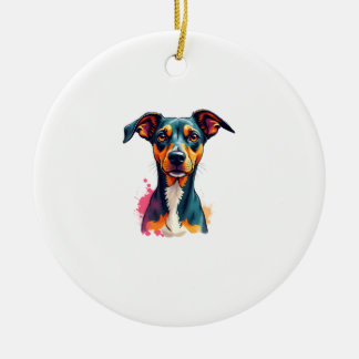 Ornamento De Cerâmica Vintage Colorful Dog Portrait Pop Art Illustration