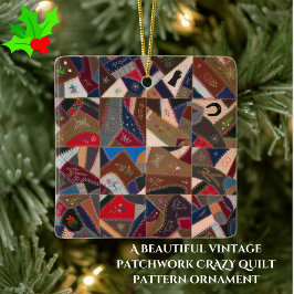 Ornamento De Cerâmica Vintage Colorful Patchwork Crazy Quilt Design