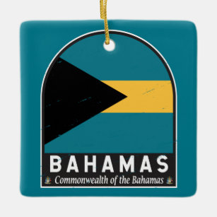 Ornamento De Cerâmica Vintage com desconforto na bandeira das Bahamas