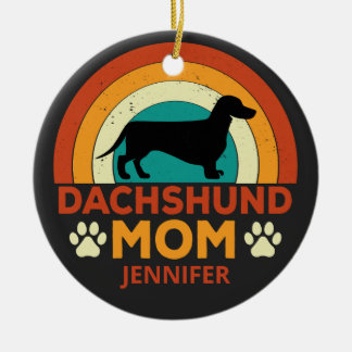 Ornamento De Cerâmica Vintage Dachshund Dog Mãe Sunset Personalizado