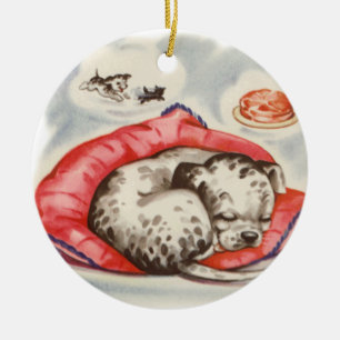 Ornamento De Cerâmica Vintage Dalmatic Puppy sonhando