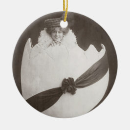 Ornamento De Cerâmica Vintage - Dama de Ovos de Páscoa