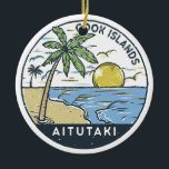 Ornamento De Cerâmica Vintage das Ilhas Cook Aitutaki<br><div class="desc">Design de arte vetorial Aitutaki. Aitutaki é uma das Ilhas Cook,  que estão no Pacífico Sul. É constituída por uma ilha principal,  uma lagoa turquesa e um recife de barreira circundante.</div>