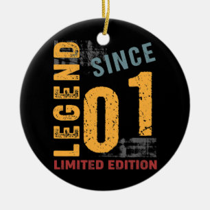 Ornamento De Cerâmica Vintage de 21 anos 2001 21º aniversário