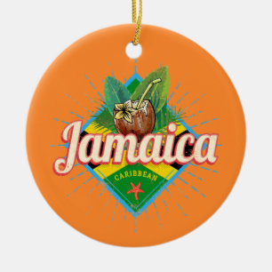 Ornamento De Cerâmica Vintage de férias de bandeira do caribe Jamaica